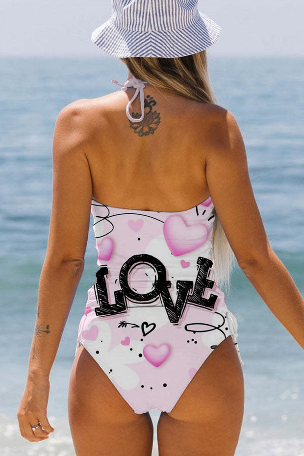 Pink Love Heart Bikini Swimsuit