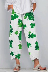 Casual Lucky Green Shamrocks Printed Casual Pants
