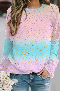 Spring/Summer Cute Pink Blue Ombre Glitter Sweatshirt