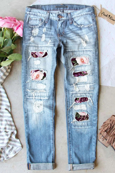 Love Rose Garden Vintage Light Blue Jeans