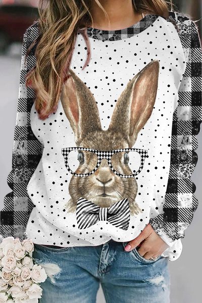 Gentleman Rabbit at Easter Day Print Sweatshirt