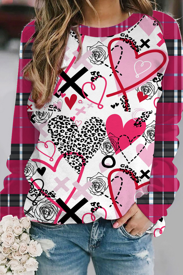 Love Leopard Plaid Graffiti Pattern Sweatshirt