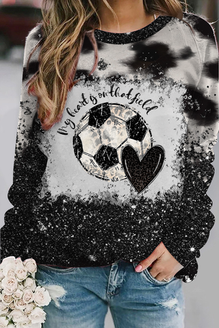 Soccer Day My Heart Is On That Field Printed Sweatshirt