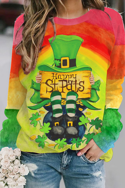 Lucky Shamrock Rainbow St.patricks Day Sweatshirt