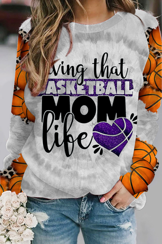 Living That Basketball Mom Vibe Printed Sweatshirt