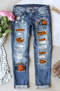 Basketball Mom Ripped Denim Jeans