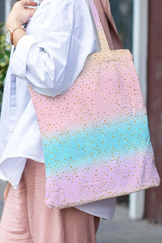 Spring/Summer Cute Pink Blue Ombre Glitter Tote Bag