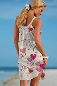 Pink Love Heart Balloons Beach Sleeveless Dress