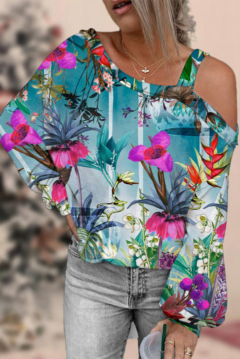 Floral Paintings Off-shoulder Blouse