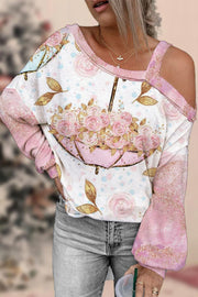 Flower Umbrella Off-shoulder Blouse