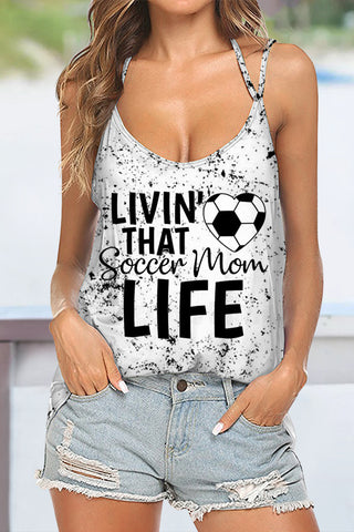 Livin' That Soccer Mom Life Printed Halter Top