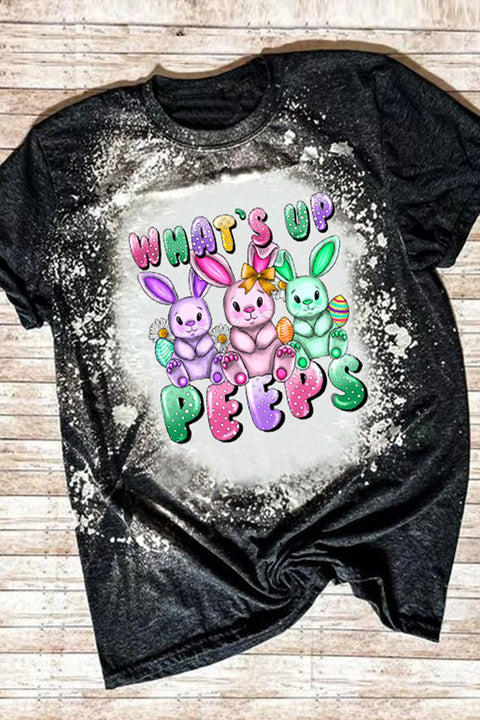 What's Up Easter Day Bunnies Eggs Round Neck Short Sleeve T-shirt