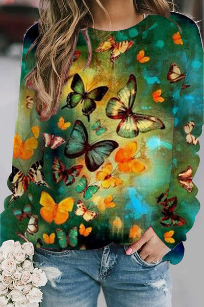 Casual Spring/Summer Butterflies Paintings Sweatshirt