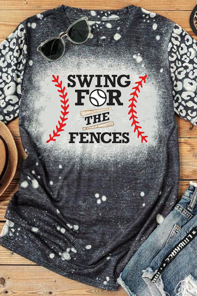 Baseball Swing For The Fences Black Bleached T-shirt