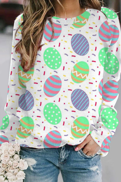 Easter Day Colorful Eggs Polka Sweatshirt