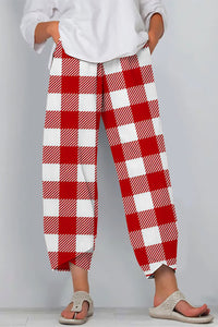 Love Gnomes Red Plaid Casual Pants