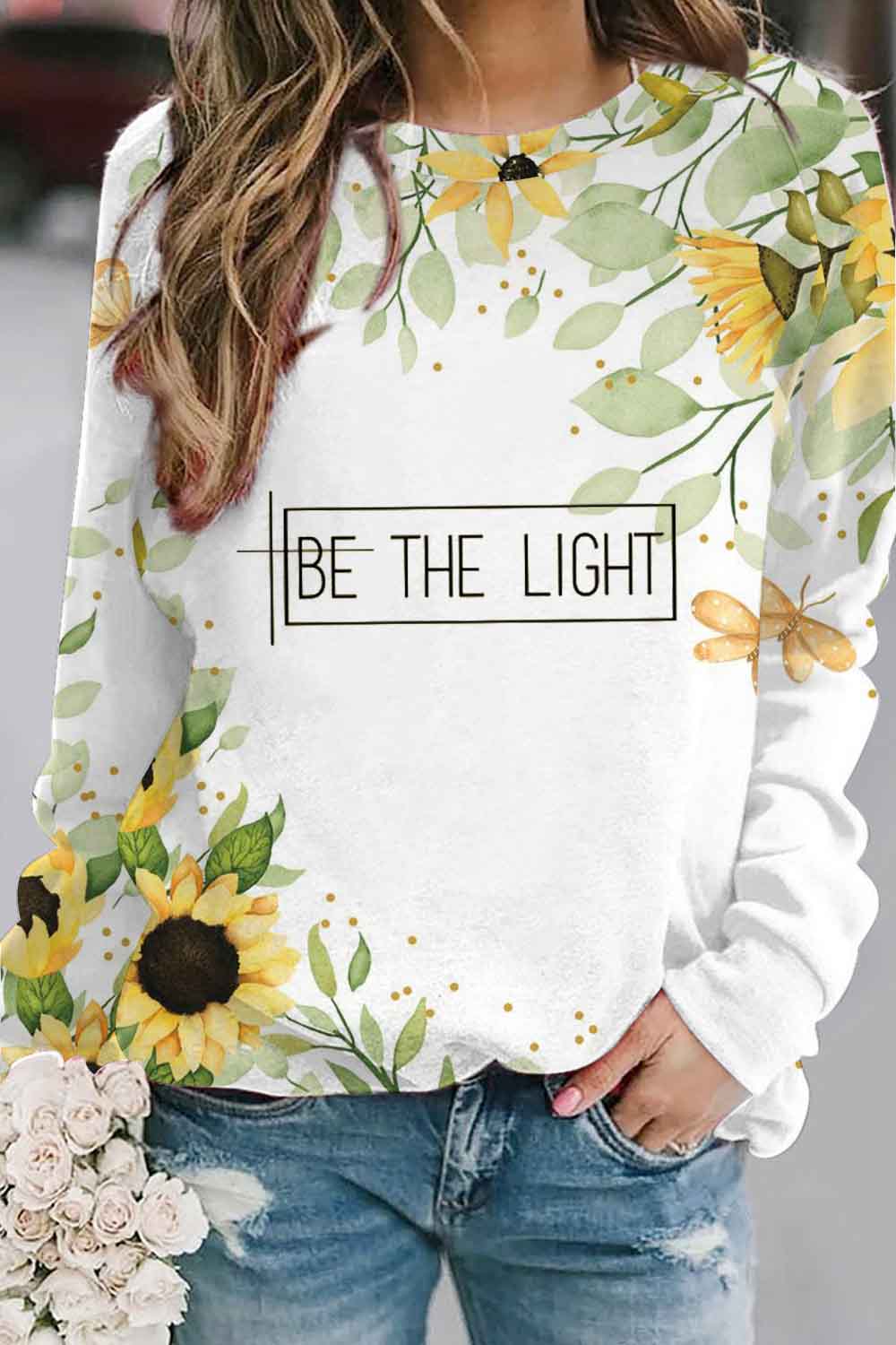 Be The Light Christian Print Sweatshirt