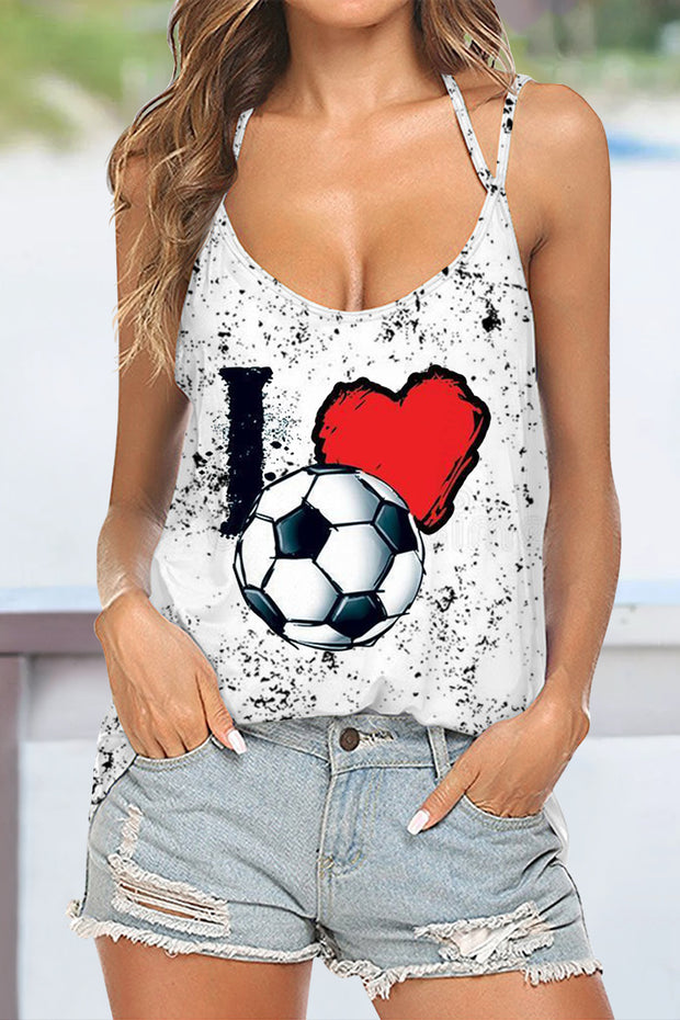 I Love Soccer Print Halter Top