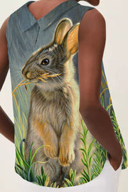 Happy Easter Day Floral Rabbit High Neck Tank