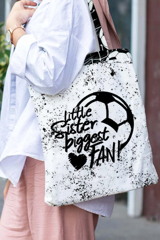 Little Sister Biggest Fan Print Tote Bag
