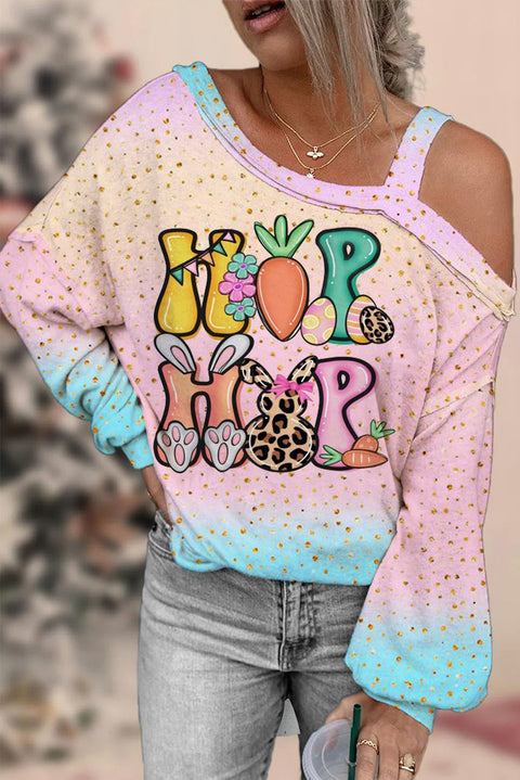 Hip Hop Easter Bunny Carrots Off-Shoulder Blouse