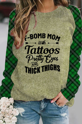 F-bomb Mom Green Plaid Sweatshirt