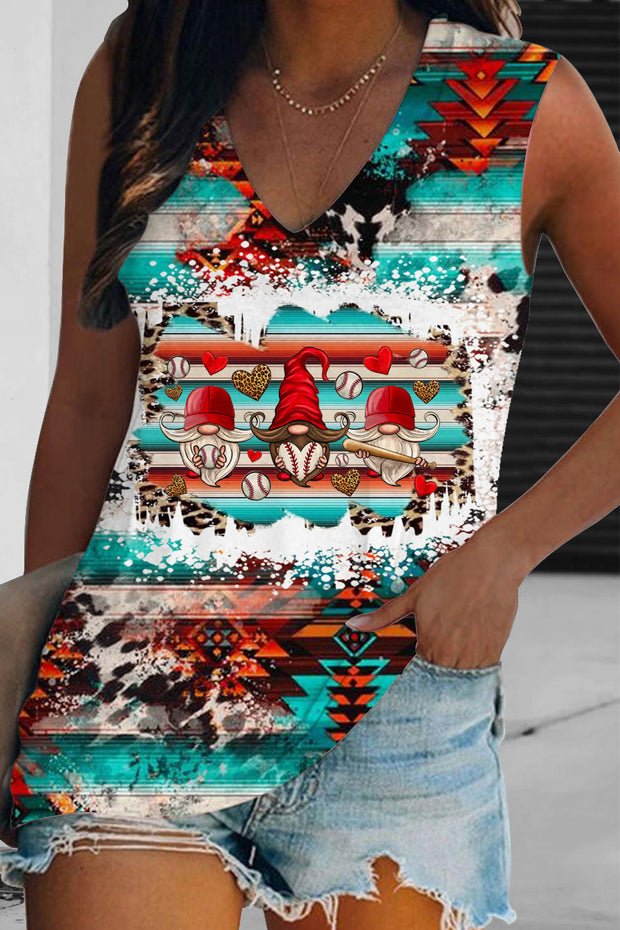 Vintage Western Aztec Baseball Gnome Tank Top