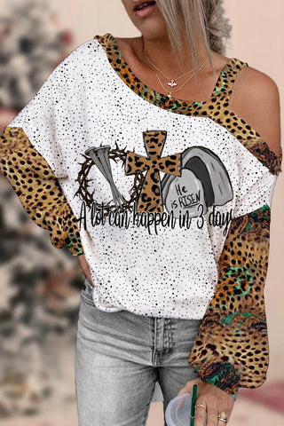 A Lot Can Happen In 3 Days Print Off-Shoulder Blouse