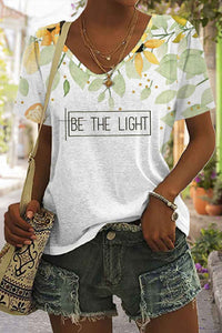 Be The Light Christian Print V-neck T-shirt