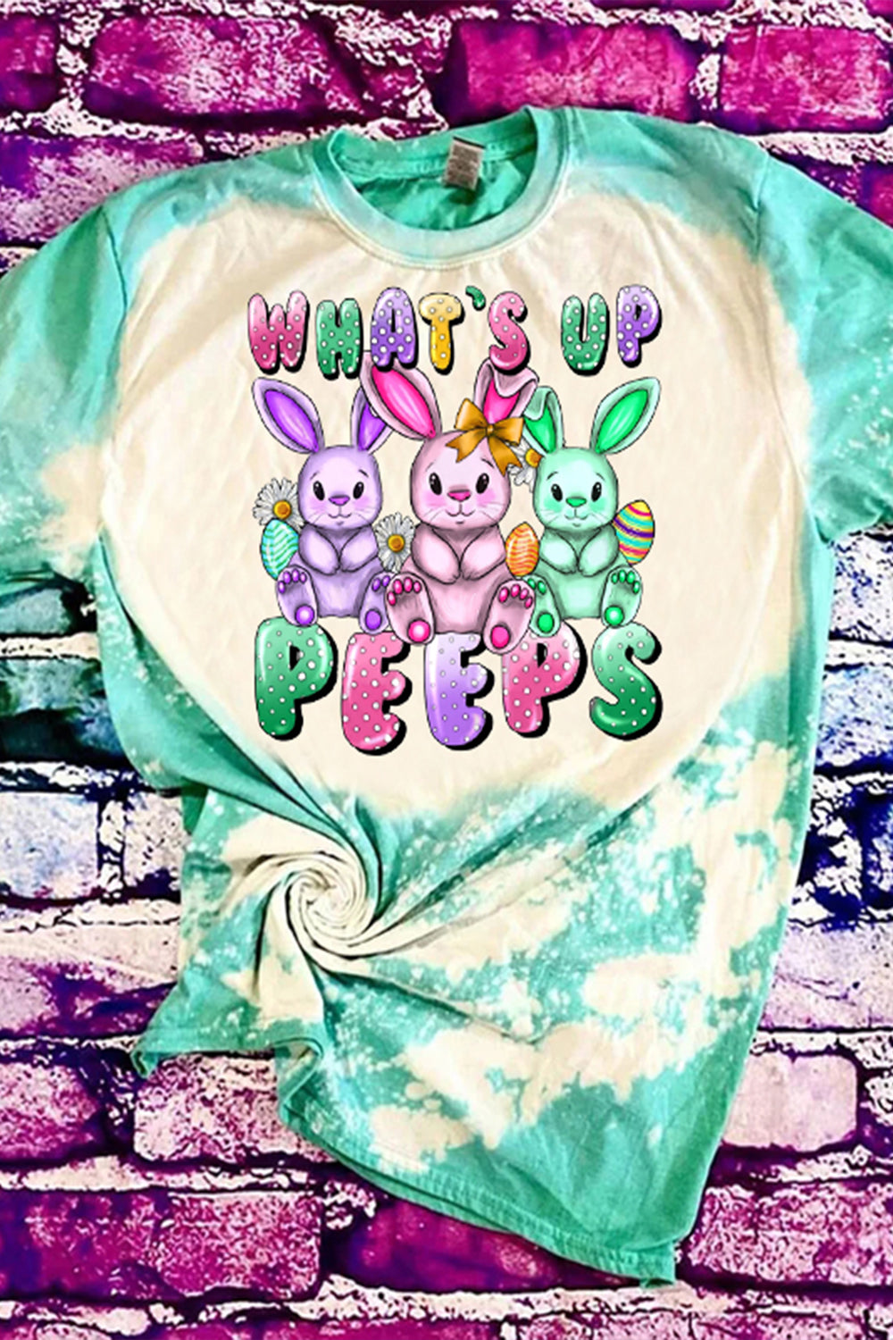 What's Up Easter Day Bunnies Eggs Round Neck Short Sleeve T-shirt