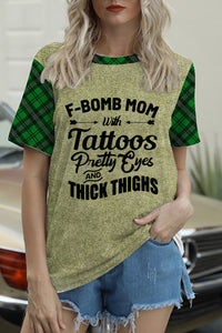 F-bomb Mom Green Plaid T-shirt
