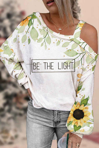 Be The Light Christian Print Off-Shoulder Blouse