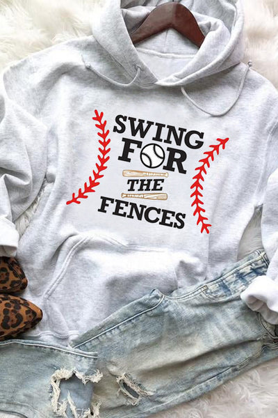 Baseball Swing For The Fences Long Sleeve Hoodie