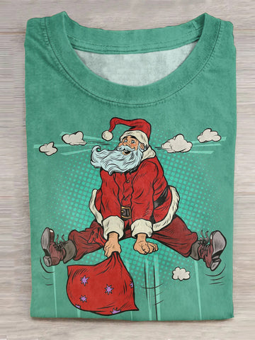Santa Claus print crew neck T-shirt