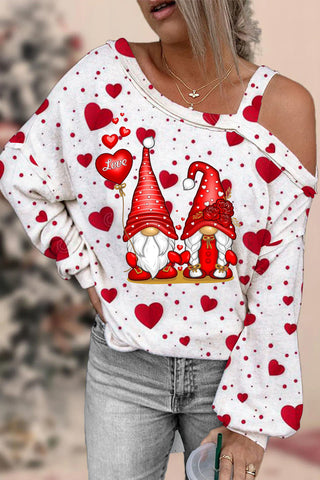 Valentine's Day Love Gnome Off-shoulder Blouse