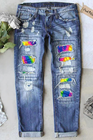 Tie-dye Ripped Jeans