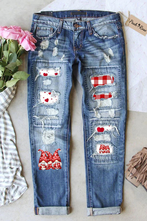 Love Gnomes Ripped Denim Jeans