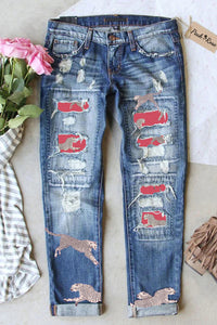 Jeans mit Leopardenmuster