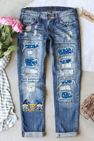 Jeans mit Hakunnah-Zwergen-Print