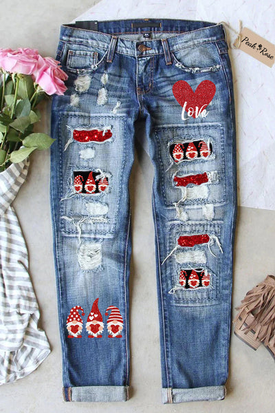 Red Sequins Gnome Jeans