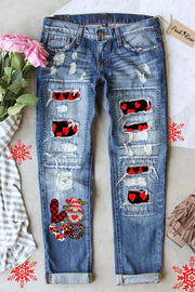 Plaid Love Gnome Jeans