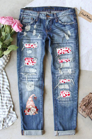 Pink Gnome Ripped Denim Jeans