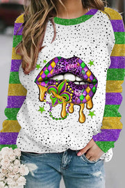 Mardi Gras Polka Western Lips Fleur De Lis Sweatshirt