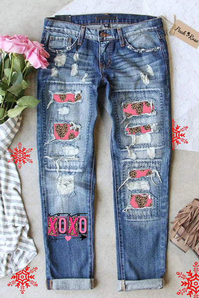 Pink XOXO Leopard Print Jeans