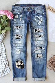 My Heart is On That Field Soccer Leopard Heart Jeans