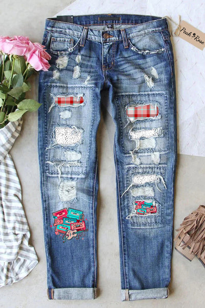 Country Music Ripped Denim Jeans