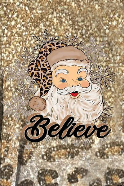 Glitter Leopard Christmas Believe Santa Tunic