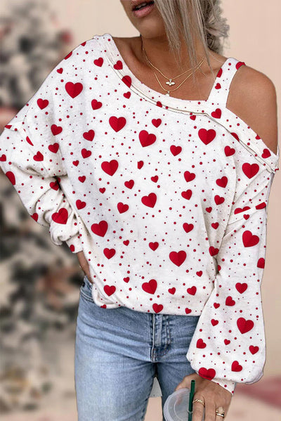 Love Heart Off-shoulder Blouse