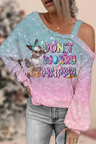 Don't Worry Be Happy Easter Off-Shoulder Blouse