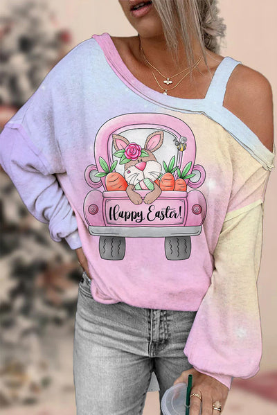 Happy Easter Bunny Carrot Trucks Off Shoulder Blouse